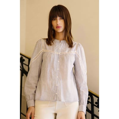 Blouse manches longues col mao imprimé à rayures BAYEN LA PETITE ETOILE