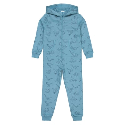 Dinosaur Print Hooded Onesie in Cotton Mix Fleece LA REDOUTE COLLECTIONS