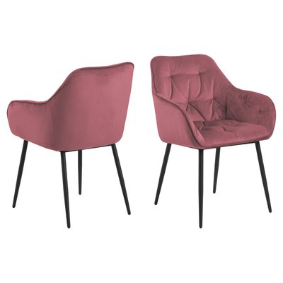 Lot de 2 Chaises de salle à manger Florie avec accoudoirs effet velours TOILINUX