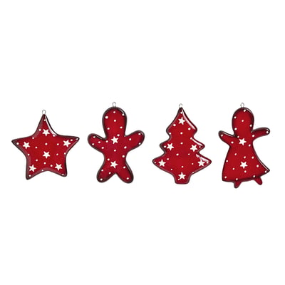 Set de 4 suspensions décoratives de noël en céramique L10 HOLLY SIA DECO
