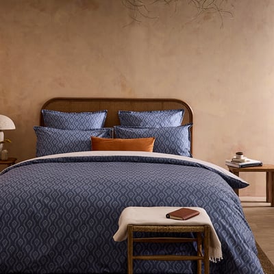 Parure de lit imprimée en percale de coton, taies carrées, HAVELI ESSIX