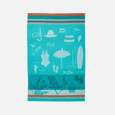 Torchon jacquard en coton A LA PLAGE COUCKE