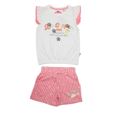 Ensemble t-shirt à volants imprimé et short rayé LEE COOPER