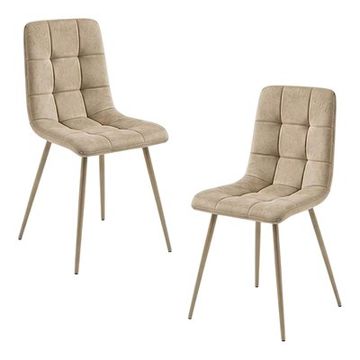 Chaise en tissu, motif damier (lot de 2) LORA PIER IMPORT