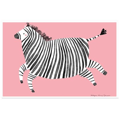 Affiche enfant zèbre rose HEXOA