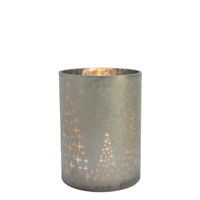 Photophore de noël  décoratif en verre dépoli H24 STARRY SIA DECO