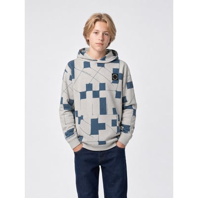 Sweat à capuche à motif géométrique gris PETROL INDUSTRIES