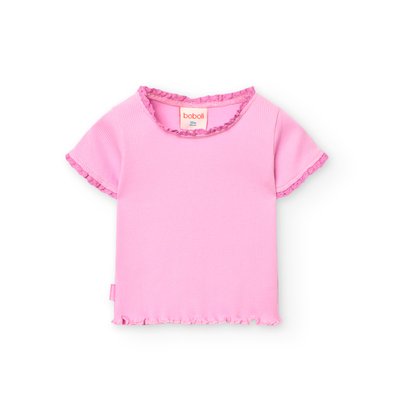 T-shirt en coton avec bordure au col et aux manches BOBOLI