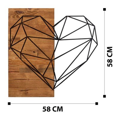 Décoration murale en bois et métal Walnut Coeur HANAH HOME