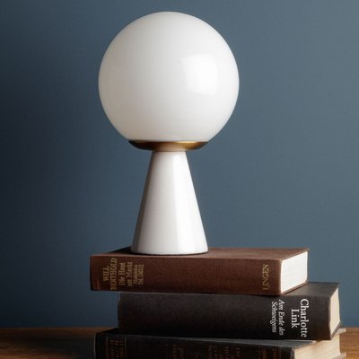 Lampe de table en marbre et verre blanc Ovoïde basse Chehoma CHEHOMA