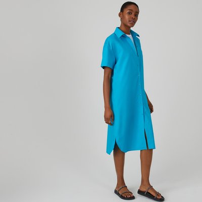 Cotton Shirt Dress with Short Sleeves LA REDOUTE COLLECTIONS