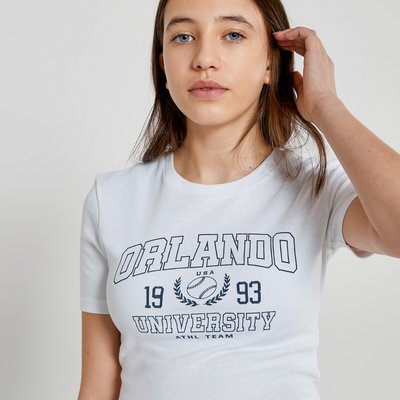 Lote de 2 t-shirts cropped, com motivo LA REDOUTE COLLECTIONS