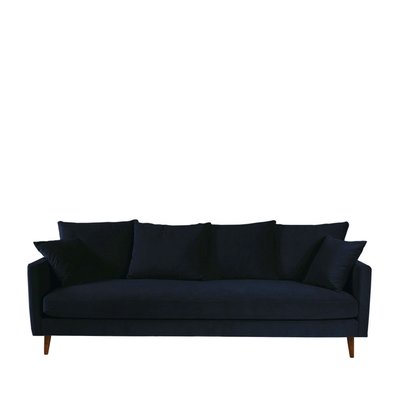 Canapé convertible 3 places en velours pieds bois foncé - VILLABON DRAWER