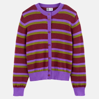 Cardigan rayé, en laine mérinos LA REDOUTE X MAZORCAS
