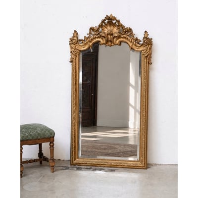 Grand miroir ancien sculpté style Louis XV Georges N°1382 - Bon état DEBONGOUT