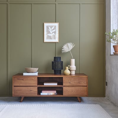 Meuble TV en bois massif 160 cm 4 tiroirs  MILO BERAH GETAH