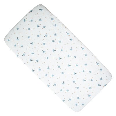 Drap housse berceau en gaze de coton BLEUET SEVIRA KIDS