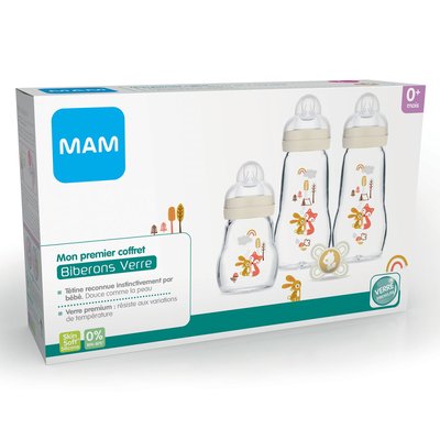 Coffret biberons verre lin MAM