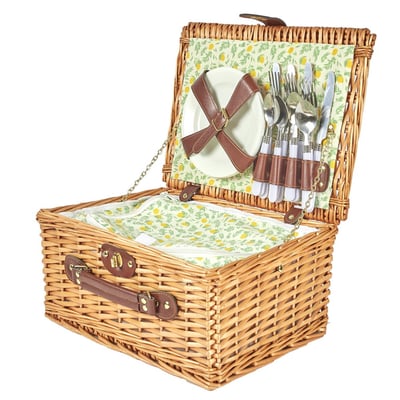 Panier De Pique Nique Pour 4 Personnes Vert DECORATIE