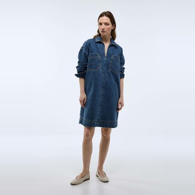 Robe courte denim en coton MONOPRIX