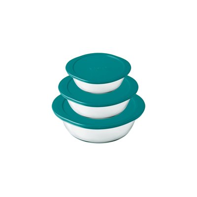 Lot de 3 plats en verre ronds avec couvercle - différentes capacités - Cook & Store PYREX