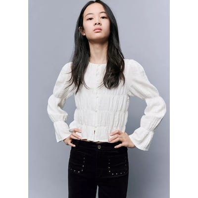 Chemise froncée en coton MANGO KIDS