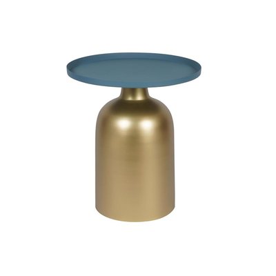 Table d'appoint design en métal bleu pétrole mat et plateau doré RAMSES MILIBOO