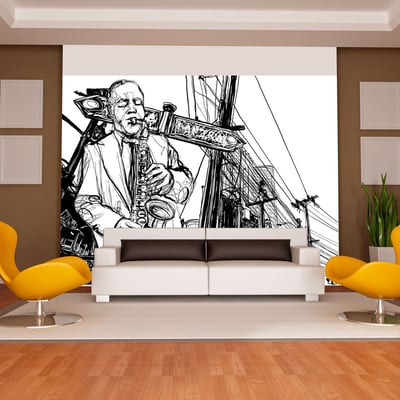 Papier peint intissé panoramique Hobby Saxophone recital on Broadway EDEN