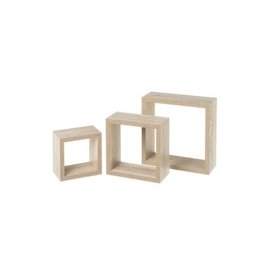 Set de 3 Étagères Murales Carrées en Bois - 25X25X9cm WADIGA