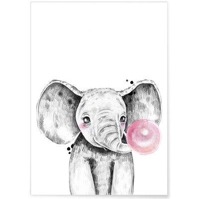 Affiche Bulle d'Éléphant Rose L'AFFICHERIE