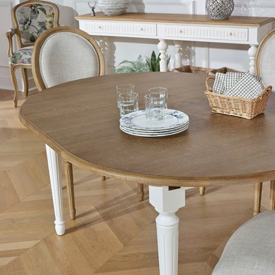 Table ronde en chêne 1 rallonge 4/6 couverts ARLINGTON ROBIN DES BOIS