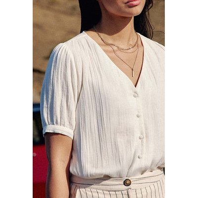 Blouse boutonnée col V, manches courtes, TEVAN LA PETITE ETOILE