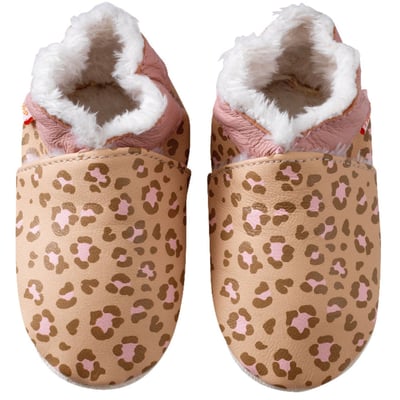 Chaussons bébé cuir souple léopard TICHOUPS