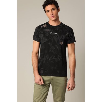 T-shirt en coton à manches courtes avec application printée et motif floral BOTANICAL DEELUXE