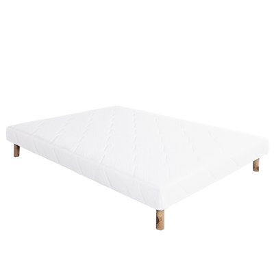 Sommier tapissier bois massif blanc avec pieds HOME MAISON