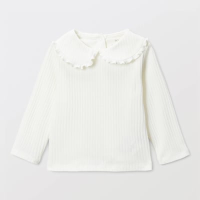 Blouse unie grand col brodé en coton BIO GOTS BOUT'CHOU