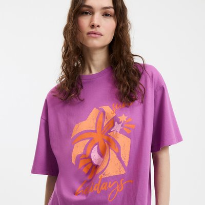 T-shirt estampada de gola redonda, mangas curtas LA REDOUTE COLLECTIONS