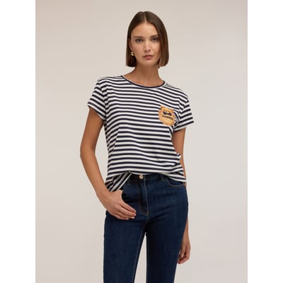 T-shirt à rayures avec patch MOTIVI