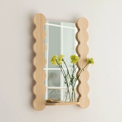 Miroir en pin verni avec étagère 77 cm SALADETA NAAN FURNITURE