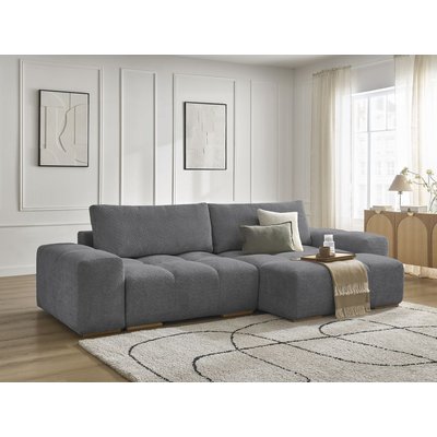 Canapé d'angle convertible 4 places en tissu bouclette, ANAKIN BOBOCHIC