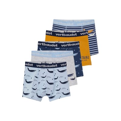 Lot de 5 boxers stretch baleines VERTBAUDET