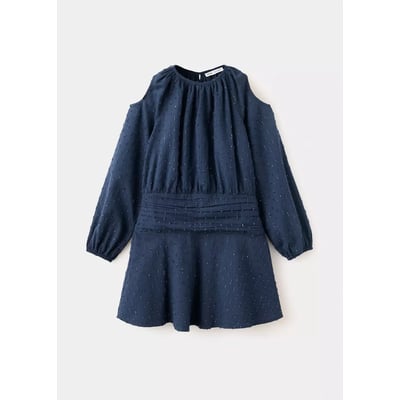 Robe froncée à détails métallisés MANGO KIDS