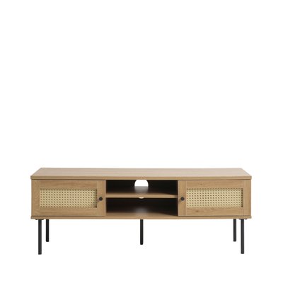 Meuble TV 2 portes 2 niches en bois et métal L120cm - RINTO DRAWER