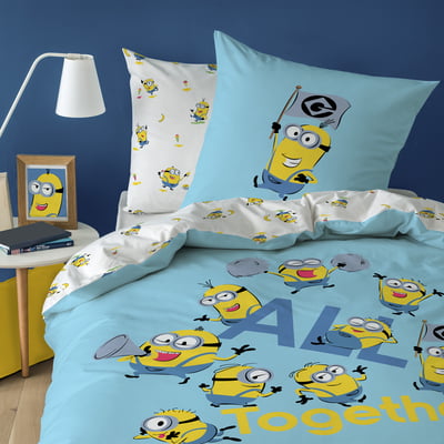 Parure de lit imprimée 100% coton, FÊTE LES MINIONS