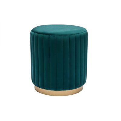 Pouf rond en velours taupe et métal doré D40 cm DONA MILIBOO