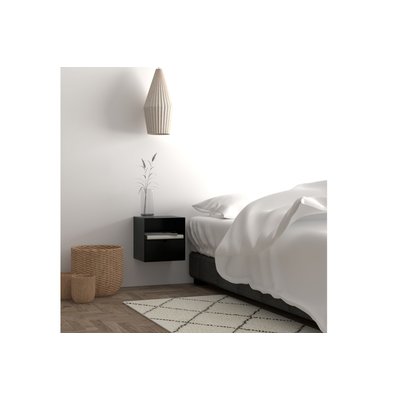 Chevet suspendu cube en métal et bambou 1 tiroir 1 niche - JANIE HELLIN, DEPUIS 1862