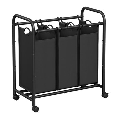 Panier à linge noir avec 3 compartiments sur roulettes - L83,4 cm CALICOSY