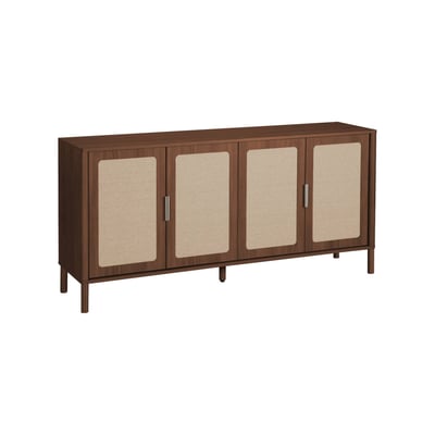 Buffet vintage décor bois et cannage 4 portes 160cm ETTA SWEEEK