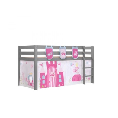 Lit Enfant Surélevé Pino + Rideau de lit et 3 pochettes Princess VIPACK