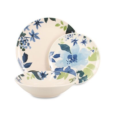 Service de table 36 pièces en grès, BLEUET NOVASTYL